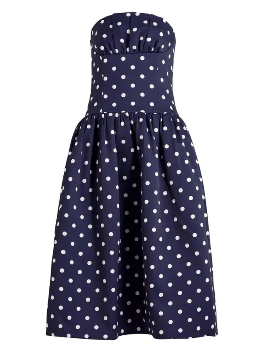Self-Portrait Navy and White Polka Dot Strapless Midi Dress - Picture 5 of 11